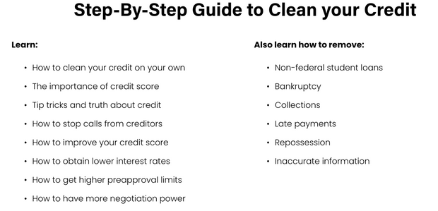 Clean your Credit today with your step by step guide.